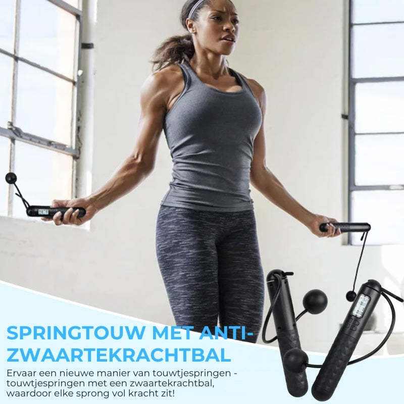 FitRope Pro , Draadloos Springtouw, Slim Verzwaard Springtouw